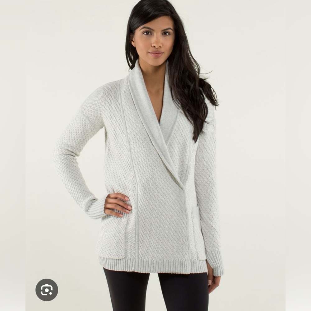 Lululemon POST PRACTICE cardigan in silver spoon